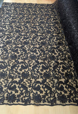 All Over Flowers With Sequins Polyester Lace Fabric - Multiple Colors, Floral Mesh With Metallic Thread, 50" Width (1 Yard)