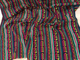 Maíz Acrylic Fabric - Black Multicolor Design, Horizontal Pattern, 30" Width (1 Yard)