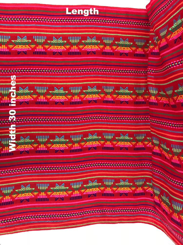Maíz Acrylic Fabric - Black Multicolor Design, Horizontal Pattern, 30" Width (1 Yard)
