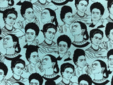 Robert Kaufman Frida Cotton Fabric - Blue Frida Face Print, 44/45" Width (1 Yard)