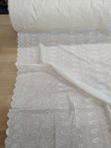 Cotton Eyelet Poly Cotton Fabric - Assorted Colors, Floral Eyelet Embroidery, Scalloped Borders, 44/45" Width (1 Yard)