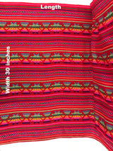 Zapata Tri Color Acrylic Fabric - Black With White, Red And Green Horizontal Stripes, 30" Width (1 Yard)