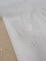 Dew Drop Sparkle Organza Polyester Fabric - White, Ice Pink Iridescent Dewdrop Pattern, 58-59" Width (1 Yard)