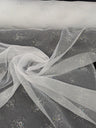 Dew Drop Sparkle Organza Polyester Fabric - White, Ice Pink Iridescent Dewdrop Pattern, 58-59" Width (1 Yard)