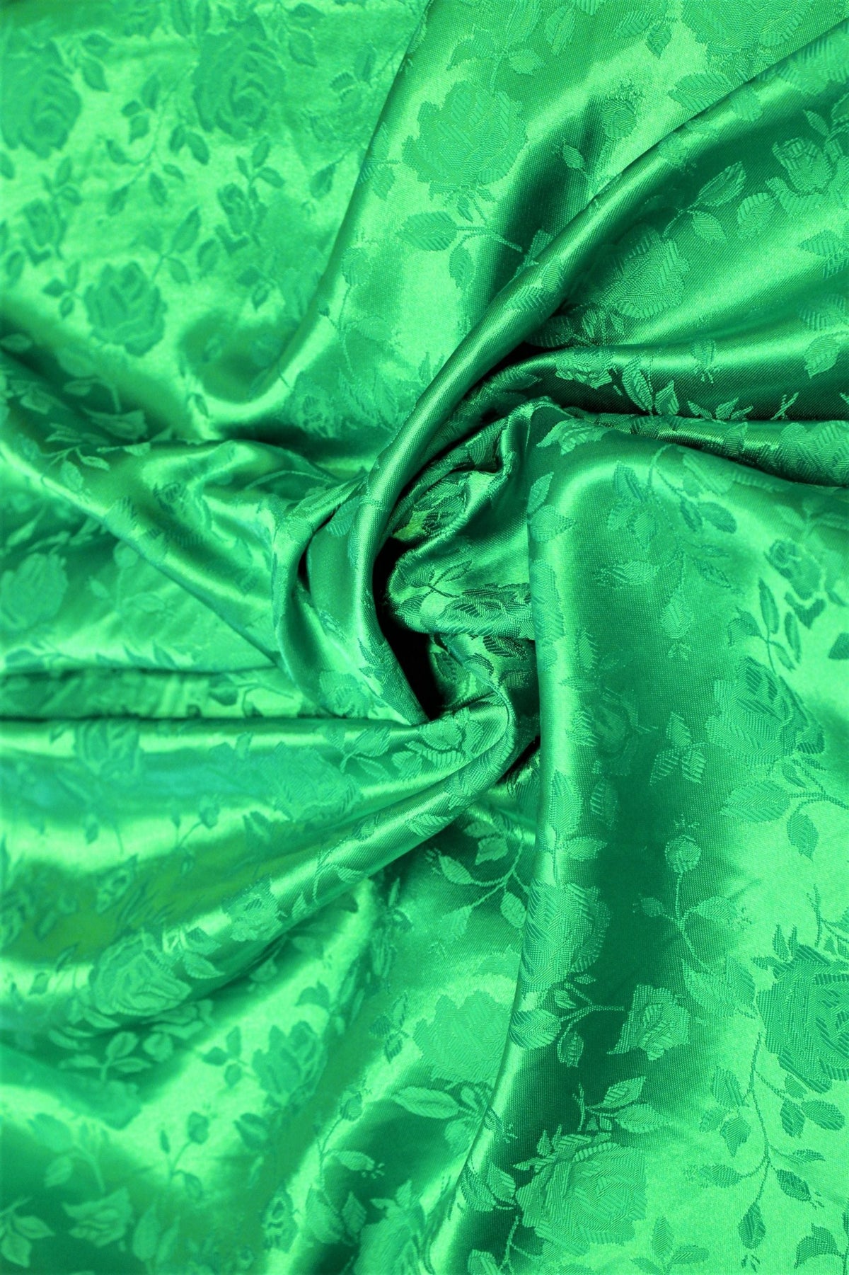 Kelly Green Jacquard Satin Fabric - Kelly Green, Reversible, 58"-60" Width (1 Yard)