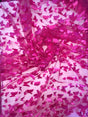 3D Butterflies Fuchsia Polyester Mesh Fabric - Satin Butterflies, Fuchsia, 54" Width