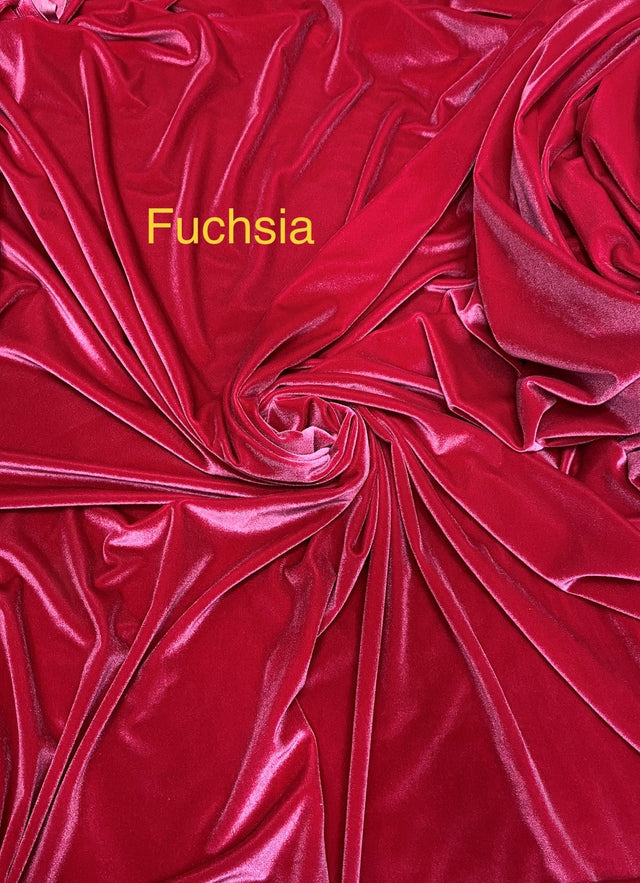 Hot Pink Stretch Velvet Fabric - Hot Pink, 58"-60" Width