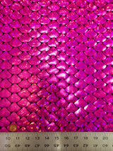 8 Colors Shiny Holographic Foil Mermaid Scales Pattern On Black Stretch Nylon Spandex Shiny Tricot Fabric - Black, Mermaid Scales, 58 To 60 Inches Wide