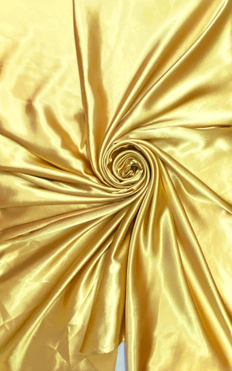 Crepe Satin Polyester Fabric - Gold, Shiny Satin, 58" Width (1 Yard)