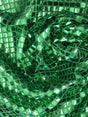 Green Square Foil Sequin Fabric - Green, Square Foil Glue On, 42" Width (1 Yard)
