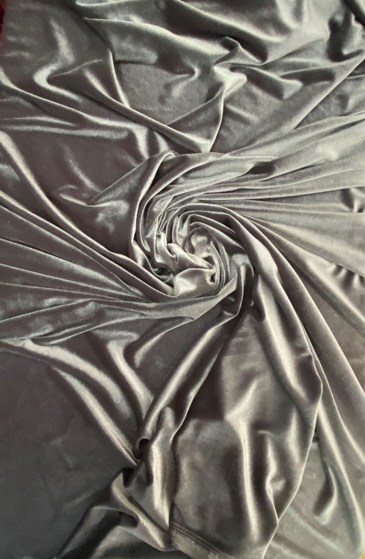 Gunmetal Stretch Velvet Fabric - Gunmetal, Solid, 58"-60" Width (1 Yard)