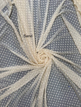 All Over Hearts Nylon Spandex Power Mesh Fabric - Off White, Apple Red, Sand, Hearts Print, 59" Width