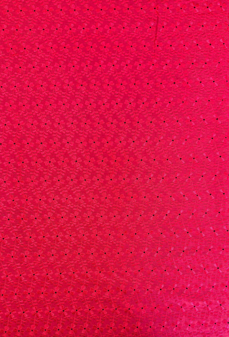 Heavy Eyelet Polyester Cotton Fabric - Hot Pink Floral Embroidery, 41"-42" Width