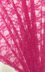 Hot Pink Nylon Spandex Stretch Lace Fabric - Shimmery Floral Sheer, Hot Pink, 58/60" Width (1 Yard)