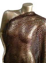 6Mm Big Holographic Sequins Polyester Fabric - Brown See Through Mesh, 6Mm Sequins, 40" Width