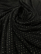 Acetate Spandex Slinky Fabric - Gold Glitters Design, 52" Width