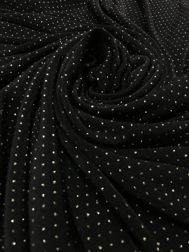 Acetate Spandex Slinky Fabric - Gold Glitters Design, 52" Width