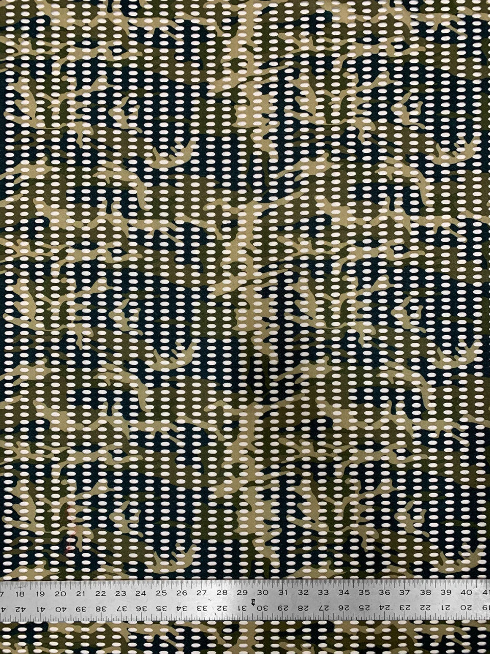 Nylon Spandex Fabric - See-Through Oval Fishnet Camouflage Design, 10 Mm Mesh, 58/60" Width