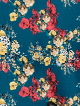 Floral Design Polyester Bulgari Spandex Fabric - Floral Print, Light Weight, 58-60" Width