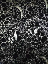 Polyester Spandex Fabric - Silver Floral Geometric Foil Design, 58" To 60" Width