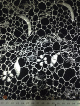 Polyester Spandex Fabric - Silver Floral Geometric Foil Design, 58" To 60" Width