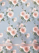 Brushed Single Spun Polyester Spandex Fabric - Big Floral Design, Light-Medium Weight, 2-Way Stretch, Soft, 58" To 60" Width