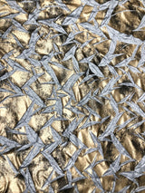 Polyester Spandex Fabric - Crinkle 2 Tone Matte Foil Kamang Design, Charcoal/Grey, Charcoal/Gold, 54/56" Width