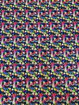 Nylon Spandex Fabric - Neon Small Floral And Toucans Design, 58" To 60" Width