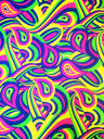 Colorful Neon Psychedelic Retro Pattern Nylon Spandex Fabric - Multi Color, Orange/Yellow, Teal/Green, 58"-60" Width