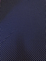 White Small Stars On Blue Polyester Spandex Fabric - White Small Stars On Blue, 54-56" Width