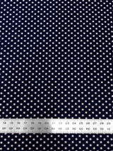White Small Stars On Blue Polyester Spandex Fabric - White Small Stars On Blue, 54-56" Width