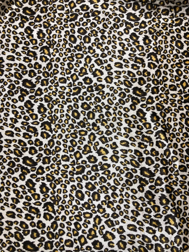 Polyester Spandex Velvet Panne Fabric - Small Cheetah Design, 2-Way Stretch, 58" Width