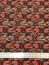 Checked With Gold Coins Print Polyester Spandex Fabric - Checked Gold Coins Print, 58"-60" Width