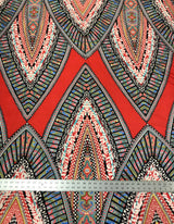 African Print Polyester Spandex Fabric - Big Design, 2 Way Stretch, Light Weight, 58-60" Width