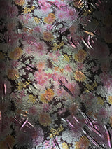 Polyester Spandex Fabric - Light Weight, All Over Foil Floral Print, 58" Width