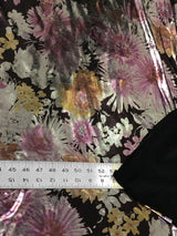 Polyester Spandex Fabric - Light Weight, All Over Foil Floral Print, 58" Width