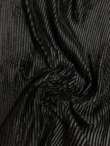 Polyester Pleated Textured Velvet Fabric - Rust, Black, 55-58" Width