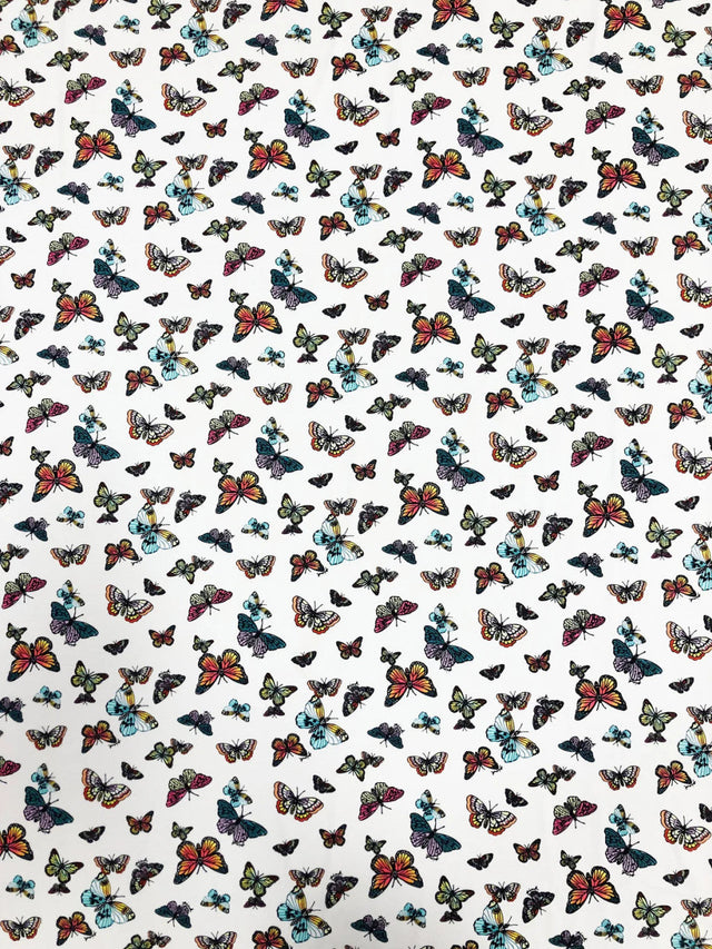 Nylon Spandex Fabric - Medium Weight, 4-Way Stretch, Butterfly Print, 57-58" Width