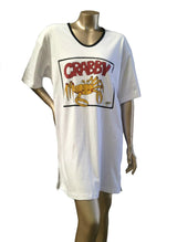 Crabby 100 Percent Cotton Fabric - Animated Sleepshirt Or Beach Cover-Up, Matte Studs, Side Slits, White, 36" Length