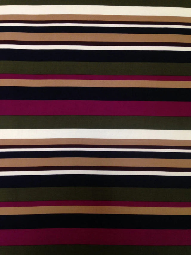 Retro Fall Bayadere Stripes Polyester Spandex ITY Knit Jersey Fabric - Bayadere Stripes, Multi Color, 58" To 60" Width