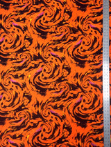Fantastic Storm Swirl Polyester Spandex Fabric - Hot Pink, Orange Swirl Pattern, 58"-60" Width