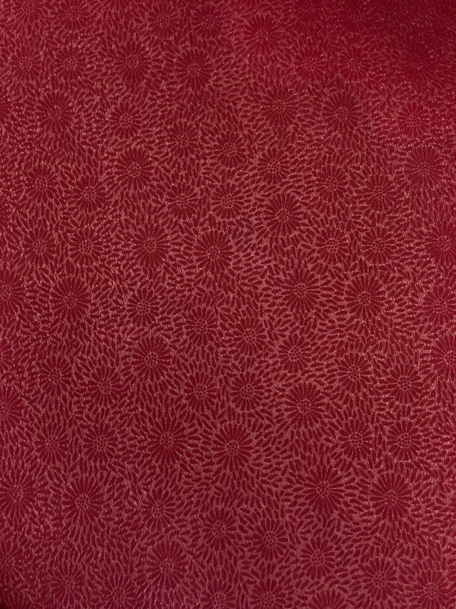 Polyester Spandex Textured Fabric - Fukuro Dull Foil Daisy Flowers Design, 60" Width