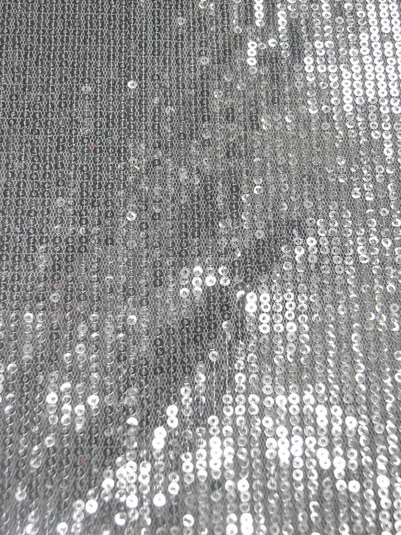 Polyester Mesh Fabric - 3Mm Shiny Sequins, See Through, 54"-56" Width