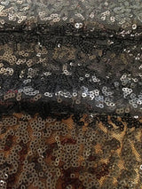 3Mm Black Mini Micro Sequins Swirl Pattern Nylon Mesh Fabric - Black Swirl Pattern, 50" Width