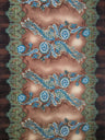Polyester ITY Matte Jersey Spandex Fabric - Big Paisley Design, Brown, Purple, 58" Width