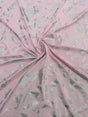 Single Span Polyester Spandex Fabric - Dull Pink And Silver Foil Design, 58"- 60" Width