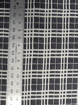 Polyester Spandex Double Knit Fabric - Black And Ivory Plaid Design, 56" Width