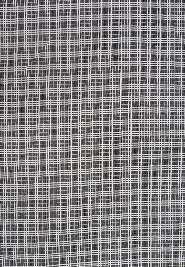 Polyester Spandex Double Knit Fabric - Black And Ivory Plaid Design, 56" Width
