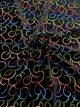 Polyester Spandex Velvet Fabric - Multi Foil Hologram Effect Swirl Design, 58 To 60 Inches Wide