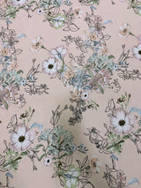 Vintage Floral Design Polyester Bulgari Spandex Fabric - Floral Print, 58"-60" Width